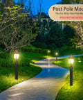 Dusk To Dawn Outdoor Post Light Hardwired 120V With Pier Mount Base Anti Rust Aluminum Waterproof Exterior Lamp in a garden path setting