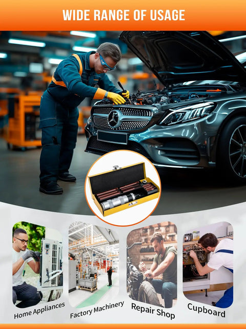 Mechanic using 1/2 Inch Manual Reversible Impact Driver Set With Extractor Bits 12 Piece S2 Steel on car engine at repair shop