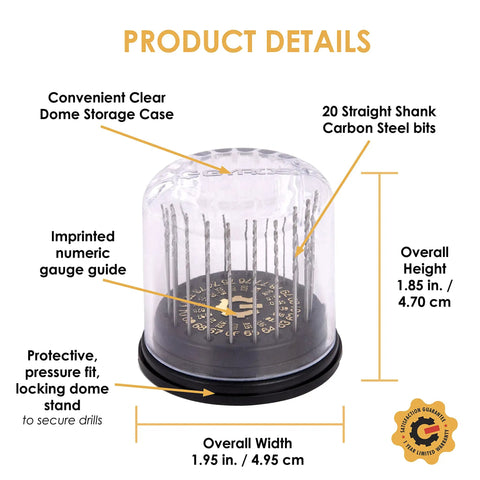 20 Pcs Mini Twist Drill Bit Set 61 To 80 With Dope Dome Storage Case For Plastic showing dome case details