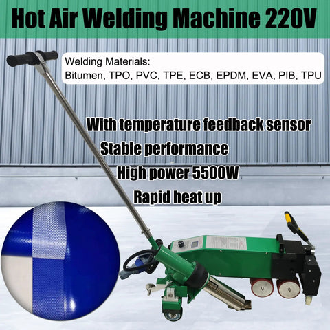 Professional 5500W Hot Air Welding Machine With PID Temp Control For PVC Banners And Roof Waterproofing Membranes, 220V model.