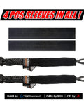 Two Pack Soft Shackle Half Inch By 22 Inch Rope Shackle With 55,000 Lbs Breaking Strength For Off Road Recovery Sailing SUV ATV Truck Jeep Gray 4 Sleeves Lightweight Yet Super Strong Gear displayed with two soft shackles and four sleeves.