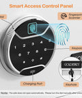 Must Have White Biometric Safe With Fingerprint Lock And Touchscreen Keypad control panel with fingerprint scanner and dial
