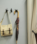 Set Of 3 Hand Gesture Wall Hooks, Super Handy Rustic Cast Iron Decor, 4 Inch Hella Tough Metal Coat Rack for bag and umbrella.