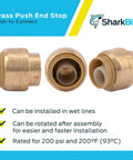 One Half Inch Brass Push Cap Pack Of 10 End Caps For PEX, Copper, CPVC, PE RT, And HDPE Pipes, push-to-connect fittings