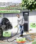 Heavy Duty Handheld Steam Cleaner With 2500W Rapid Heat And Hella Powerful Vapor Jets For No Sweat Home And Car Cleaning in use.