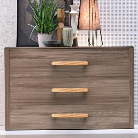 Built Tough Solid White Oak Wood Drawer Knobs For Kitchen Cabinets And Bedroom Dressers Featuring A Modern Single Hole Mount on dresser