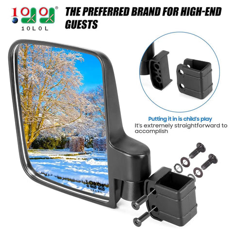 No Drilling Golf Cart Mirror Kit With 180 Degree Rotation Foldable HD Shatterproof Glass side mirror with installation parts