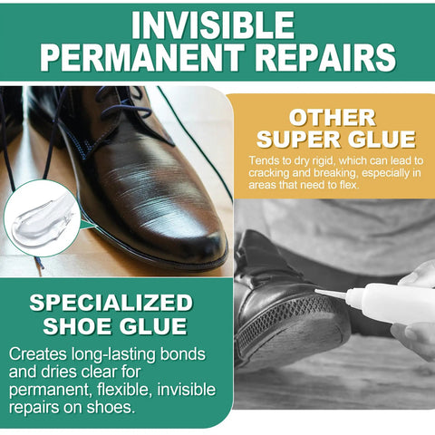 Pro Grade Flexible Shoe Repair Adhesive 20 Ml 2 Pack, Extra Strong Clear Waterproof Glue For Soles Heels Patches And Small Holes On Leather Rubber Vinyl Canvas Tough As Nails application on shoe