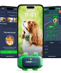 Dope Dog Gps Tracker With Real Time 4G Lte Location Tracking And Smart Geofence Alerts Waterproof Heavy Duty Build shown with smartphone app and pet.