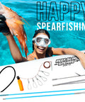 Travel Ready Fiberglass Pole Spear For Spearfishing With 3 Prong Paralyzer Tips, 72 Inch Harpoon in ocean scene with gear