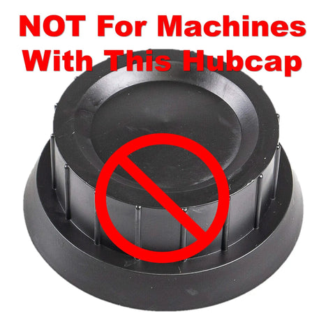 Incompatible hubcap with crossed circle for Beefed Up Front Wheel Bearing Rebuild Kit For Two Front Wheels With Complete Hardware, Bushings And Free Hubcaps Fits MTD Cub Cadet Craftsman Troy Bilt White Huskee Bolens Tractors