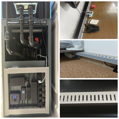 Grey PVC Wire Concealer Raceway Kit with Reverse Snap Cover for cable management showing installation setups