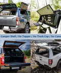 16 Inch Gas Strut Lift Support For Camper Shells And Truck Toppers, Heavy Duty 38lb 169N Lift Assist demonstrated on vehicles