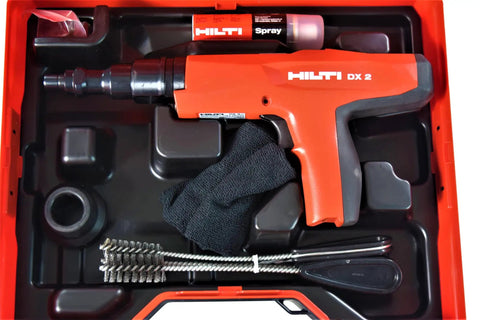 Heavy Duty Semi Auto Powder Actuated Fastening Tool For Concrete, Wire Mesh, And Tight Spaces, 0.27 Caliber, 62 mm Nails in case