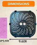 Dimensions of Top Notch Air Fryer Crisper Rack For 8QT PowerXL Vortex Pro Models, measuring 9.6in x 9.5in.