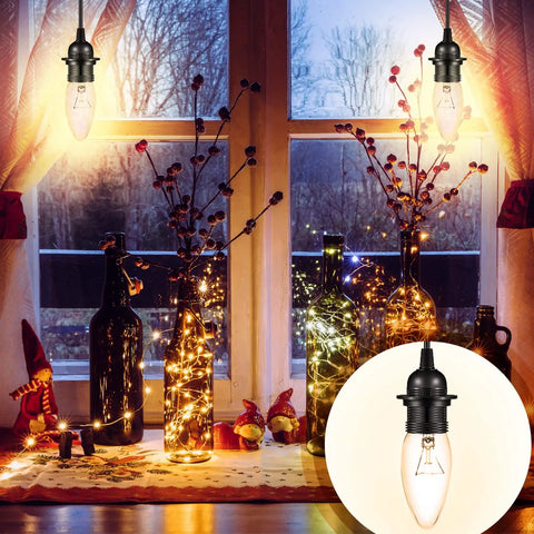 Interior scene with Six Piece Hanging Light Cord Kit For DIY Pendant Lamps illuminating a cozy window display.