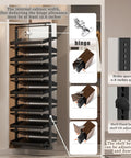 Image of Slick Pull Out Shoe Rack With Heavy Duty Smooth Slide Rails And Adjustable Height Vertical Design, measuring 21 inches deep