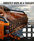 Heavy Duty Tailgate Cargo Net For Tesla Cybertruck securing loads while driving, showing mesh design and air flow features.