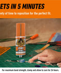 Two Part Clear Epoxy Kit 0.85 Oz Syringe Pack Of 2, 5 Minute Set Time, Tough As Nails Bond For Home And Auto Repairs, Gap Filling And Repositioning, Dries Crystal Clear, Waterproof And Heat Resistant Resin For Wood, Metal, Plastic, Glass. Clear epoxy syringe on craft mat