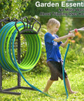 Child using water with Upgraded Garden Hose Holder With Large Basket Heavy Duty And Sturdy Base Freestanding Hose Stand