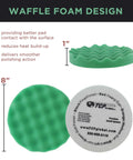 Pro Buffing And Polishing Kit For Car Detailing, 6 Pad Set With Five Waffle Foam Pads And One Wool Pad, 8 Inch Polisher Pads