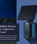 Doorbell Solar Charger With Built In Battery For Arlo Wyze And Eufy Wireless Doorbells mounted outdoors at night