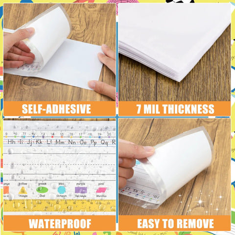 Clear Self Adhesive Desk Name Tag Pockets 40 Pack 14.5 By 4.3 Inch Thick Reusable Plastic Nameplate Sleeves Overview