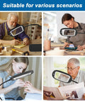 Dual Lens Lighted Magnifier With Stand For Reading And Crafts, Extra Large 7 Inch Viewing Area, 10X Main Lens And 30X Detail Lens