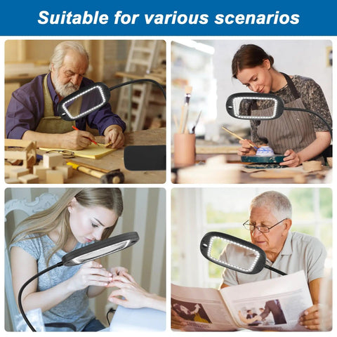 Dual Lens Lighted Magnifier With Stand For Reading And Crafts, Extra Large 7 Inch Viewing Area, 10X Main Lens And 30X Detail Lens