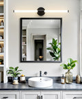 Lit 360 Degree Dimmable LED Bathroom Vanity Light Bar Over Mirror Matte Black 30 Inch Hardwired Modern Wall Sconce 4000K Illumination