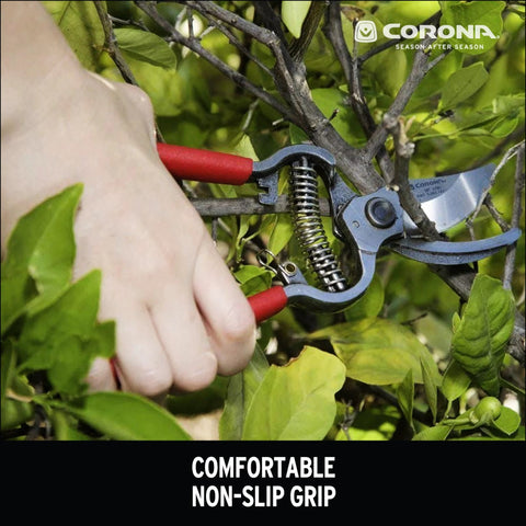 Corona BP 3180D red-handled forged bypass pruner, close-up view