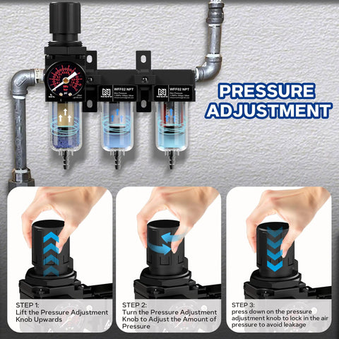 One Quarter Inch NPT Air Drying System With Pro Grade Inline Filter Regulator For Spray Guns And Pneumatic Tools, Air Dryer