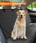 Waterproof Nonslip Pet Bench Seat Cover For Cars And SUVs with a dog sitting, showcasing scratchproof durable fabric, 52 inches wide