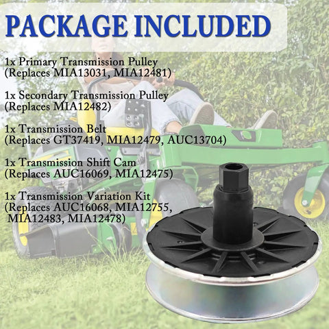 Primary And Secondary Transmission Kit For John Deere D105 E100 X105 X106 Mowers, Easy Install Upgrade To Improve Shifting, Durable Gear Set, Compatible With Multiple Deere Models, Ready To Install Replacement, black transmission pulley
