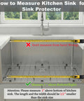 Instructions for measuring sink with Premium Stainless Steel Sink Grid Protector For Single Kitchen Sink 28 3/8 By 15 3/8 with tape