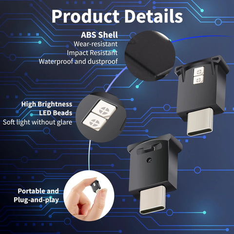 USB LED Interior Car Light With Adjustable Brightness And 8 Color Options Type C Plug 5V DC Atmosphere Lamp details