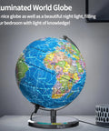 Illuminated World Globe With Stable Metal Base For Kid Friendly Classrooms And Kids, 9 Inch Lighted Globe With LED Night Light