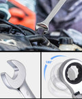 Flexible Ratchet Wrench Set 12 Piece 8 To 19mm Wrenches With Flex Head Gear Ring Chrome Vanadium Steel Durable Chrome Finish