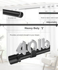 Heavy Duty Black Curtain Rod Set With Adjustable Length From 32 To 58 Inches, 1 Inch Diameter, Rustproof Metal Pole And Brackets