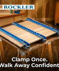 Deluxe Panel Clamps With Scissor Couplers For Flat Panels And Flush Joints, Adjustable Clamp System on wooden tabletop