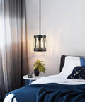 Crystal Drum Pendant Ceiling Light Semi Flush Mount Convertible Fixture For Kitchen Island And Hallway Black Finish