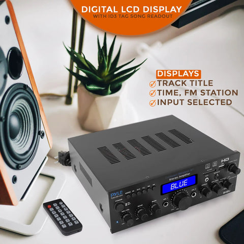Wireless Bluetooth Home Stereo Amplifier With 200W Power Multi Channel Receiver System For Home Theater DSLR display