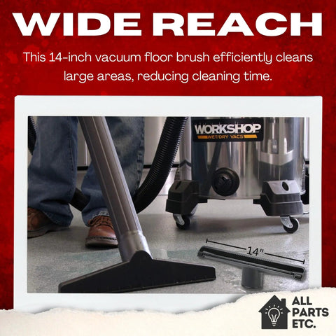 2.5 Inch Shop Vac Attachment Kit With Extension Wands Floor Brush shown cleaning floor