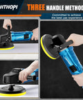 Top Shelf Heavy Duty Workhorse 1800W Rotary Buffer Polisher Waxer Machine showing three handle methods for versatile use.