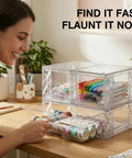 Three Pack Stackable Storage Drawers For Under Sink, Bathroom And Kitchen Organization, Easy Assembly Plastic Bins In Use
