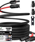 Heavy Duty 20 Foot Solar Extension Cable 10AWG IP67 Waterproof With Male And Female Connectors Twin Wire Design Includes Bonus Solar Panel Adapter Kit Four Pairs Connectors for Outdoor PV Setups