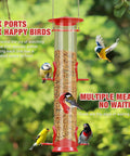 2 Pack Outdoor Bird Feeders With 6 Feeding Ports Heavy Duty Tube Clear Weatherproof And Water Resistant Squirrel Deterrent