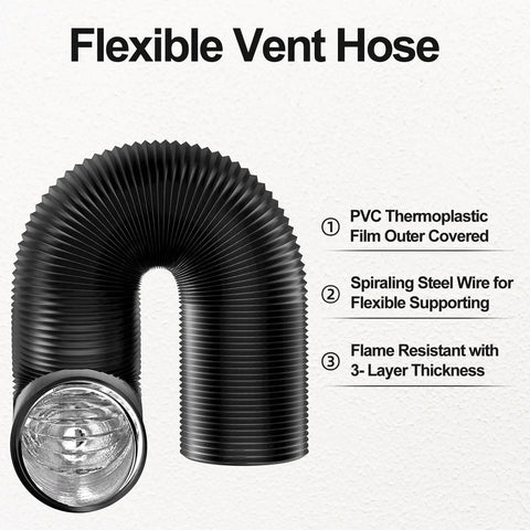 Flexible 4 Inch Dryer Vent Hose 8 Feet Long DIY Friendly Aluminum Foil Ducting With PVC Layer Insulated, coiled with steel wire.