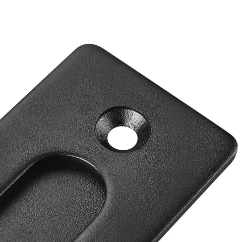 Close-up of matte black ultra-thin backplate for Heavy Duty 12 Inch Pull And Flush Barn Door Handle Set, Sliding Barn Door Hardware Pack Of 2