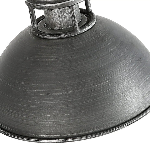 Close-up of top section of Industrial Silver Brushed Pendant Light With Top Cutouts For Kitchen Island Dining Room And Bedroom
